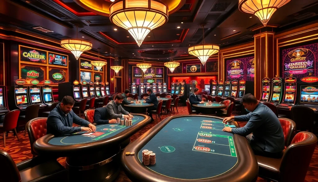 Exciting casino atmosphere showcasing nhà cái xx88 with vibrant tables and high-stakes gameplay.