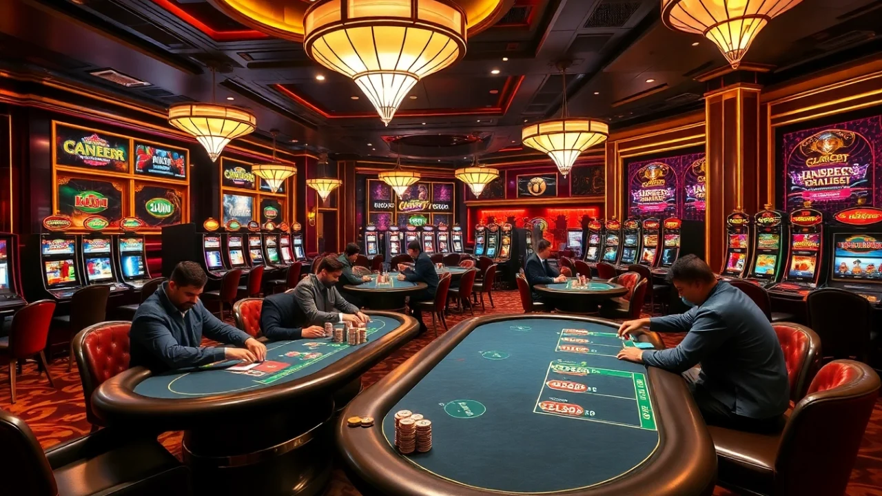 Exciting casino atmosphere showcasing nhà cái xx88 with vibrant tables and high-stakes gameplay.