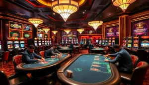 Exciting casino atmosphere showcasing nhà cái xx88 with vibrant tables and high-stakes gameplay.
