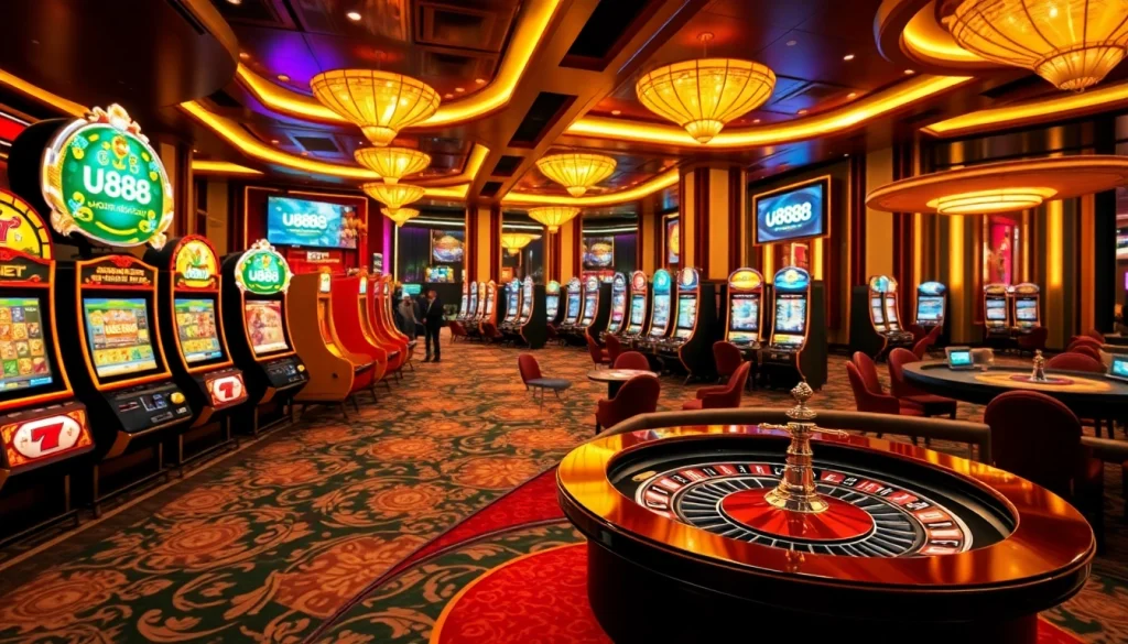 Join the excitement at u888's modern online casino featuring vibrant slot machines and high-stakes tables.