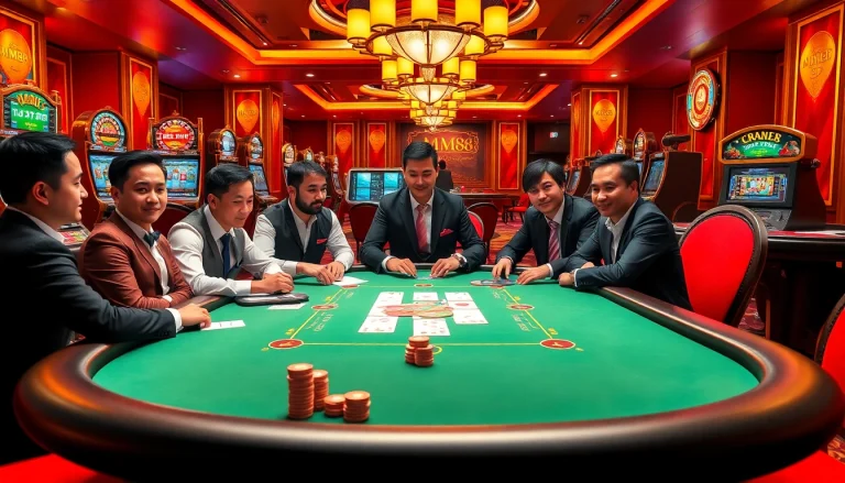 Immerse in the excitement of MM88 casino with vibrant slot machines and high-stakes poker action.