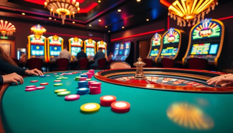 Experience the thrill of gambling at 789CLUB with players at a vibrant poker table.