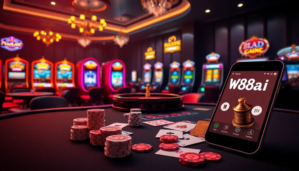 Experience the thrill of gambling with W88ai, featuring vibrant gaming tables and exciting online bets.