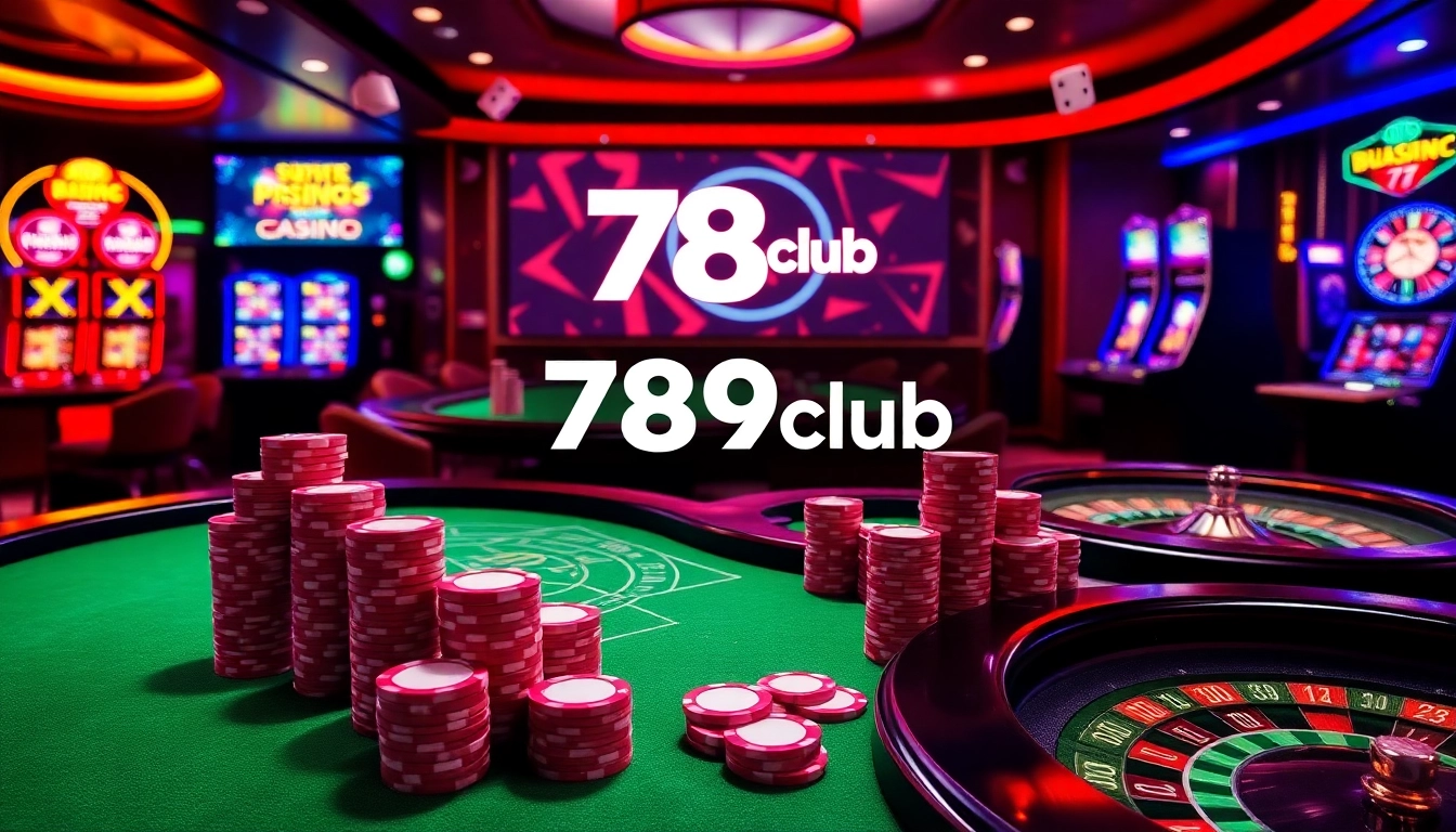 Players enjoying a thrilling experience at the 789club casino with colorful chips and cards.