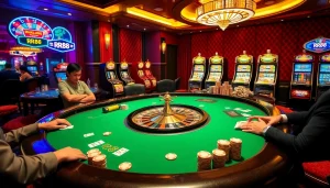 Experience the excitement of RR88 at a vibrant casino table surrounded by eager players.