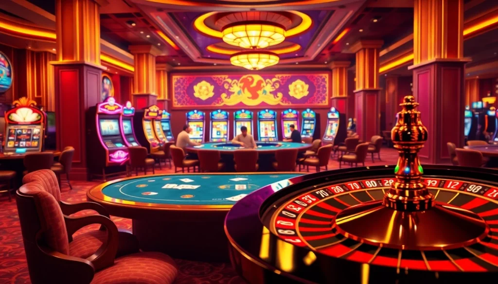 Experience the excitement of gaming at Trang chủ 789F with vibrant poker tables and slot machines.