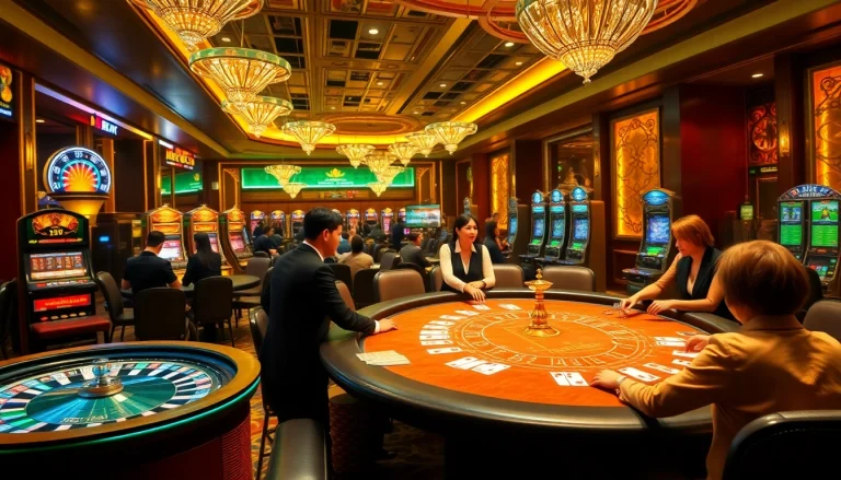 Experience the excitement of nk88 at a luxurious casino with vibrant poker chips and roulette wheel.