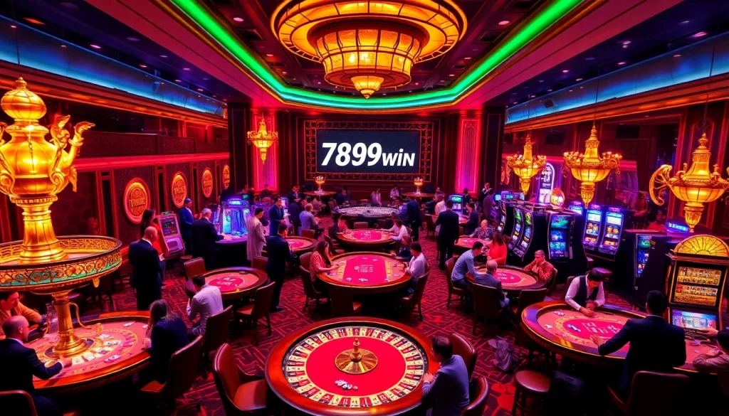 Excited players engaging in casino games at 789win, showcasing luxury and excitement.