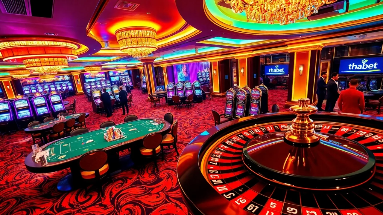 Players engaging with thrilling casino games at the luxurious Thabet gaming table.