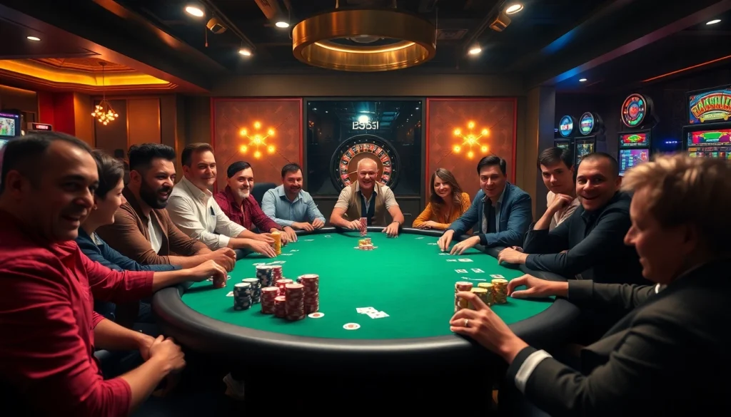 Players engaging in an exciting poker game at a luxury casino scene inspired by https://ski10.org/.