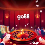 Go88 gaming scene with vibrant slot machines and poker chips, capturing casino excitement.