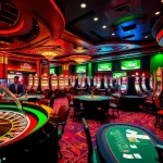 A vibrant casino floor showcasing New888's luxury experience with roulette wheels, poker action, and slot machines.