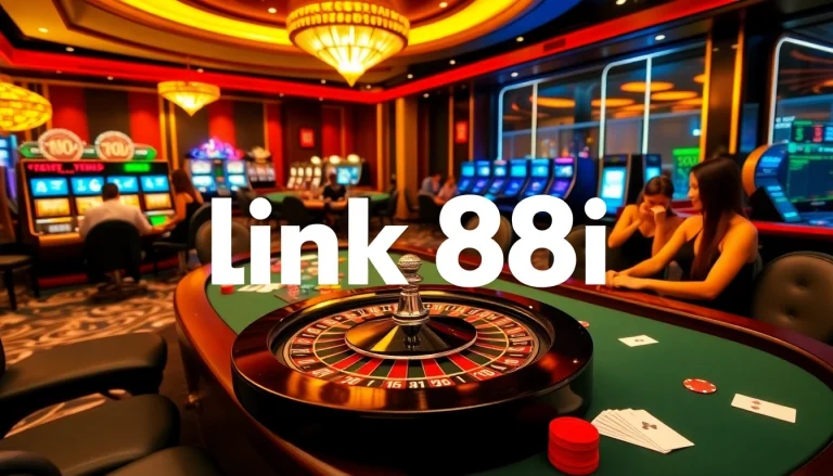 Experience the excitement of gambling at 88i with vibrant casino visuals featuring players at the poker table.