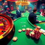 Engage in thrilling casino action with KK55 poker chips and a vibrant roulette wheel.