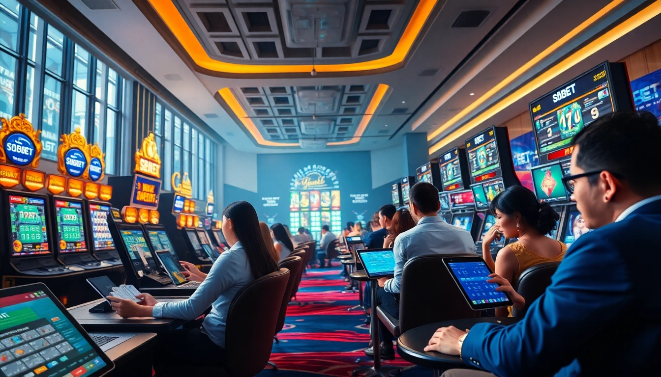 SBOBET.dance offers an exciting online gaming experience with diverse players engaged in various games from poker to slots.