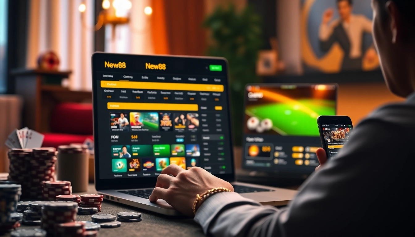 Engaging online betting scene showcasing New88's vibrant interface and gaming options.