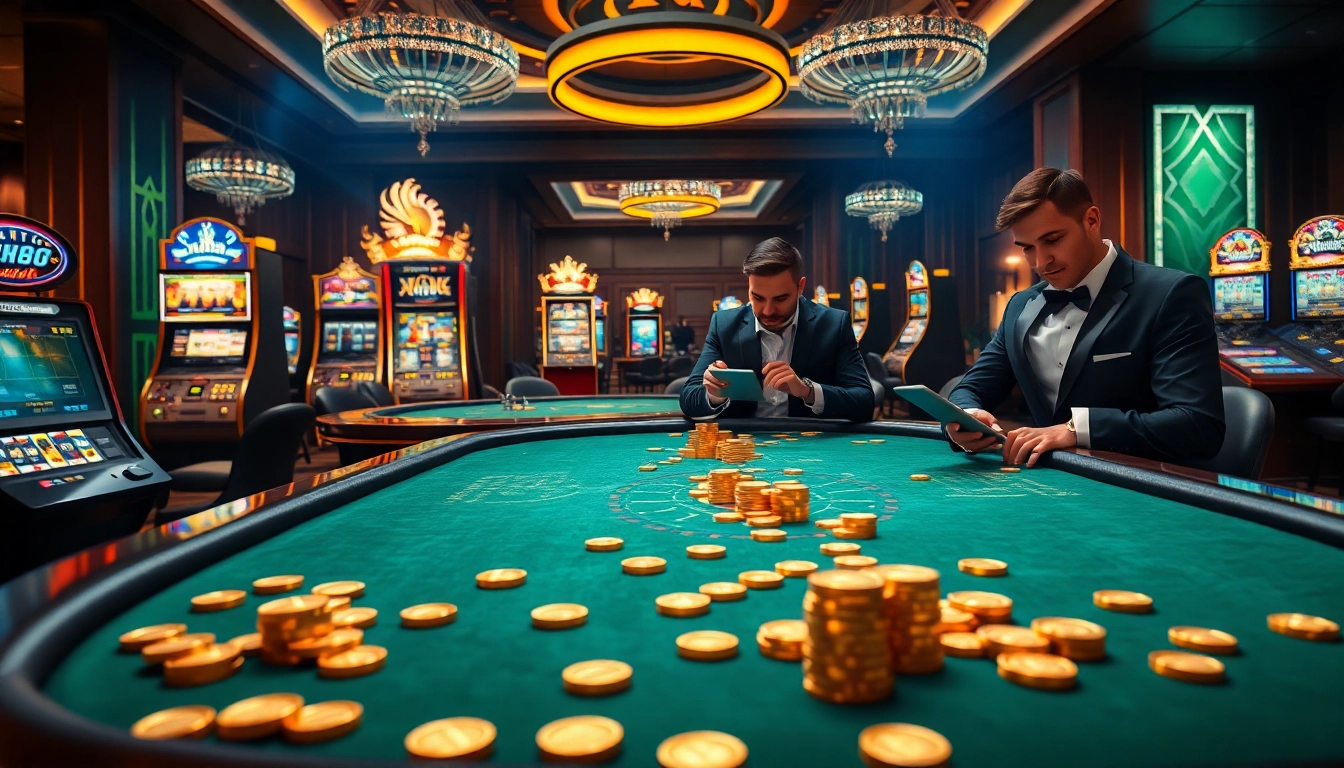 Experience high-stakes MK8 online gambling with luxurious casino tables and vibrant slot machines.