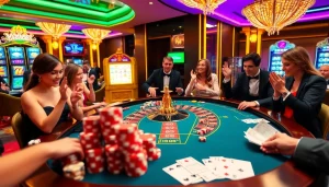 VMAX gamblers enjoying an exciting casino experience with roulette and poker.