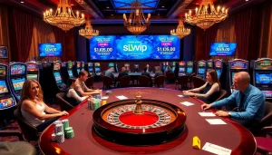 Experience slvip adrenaline as players enjoy slots and tables in a luxurious casino setting.