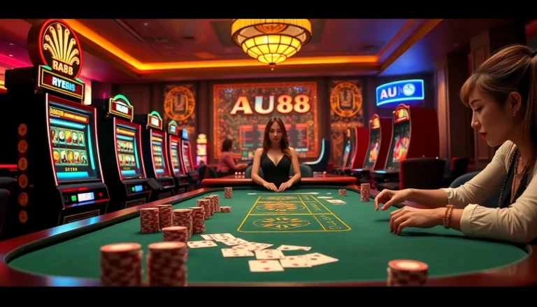 AU88 captivates players with an exciting slot machine experience in a luxurious casino setting.