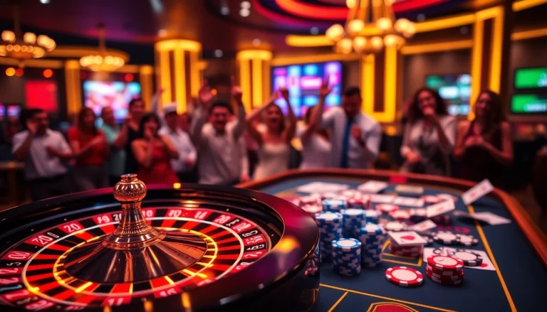 Experience the excitement of 789club as players celebrate wins at a vibrant online casino.
