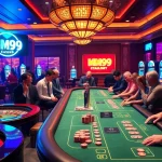 MM99 casino players enjoying vibrant table games amidst luxurious surroundings.