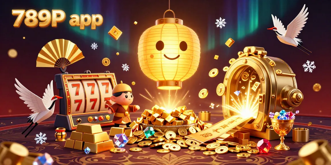 Engage with the thrilling 789P app, featuring a vibrant casino scene with golden treasures and lucky symbols.