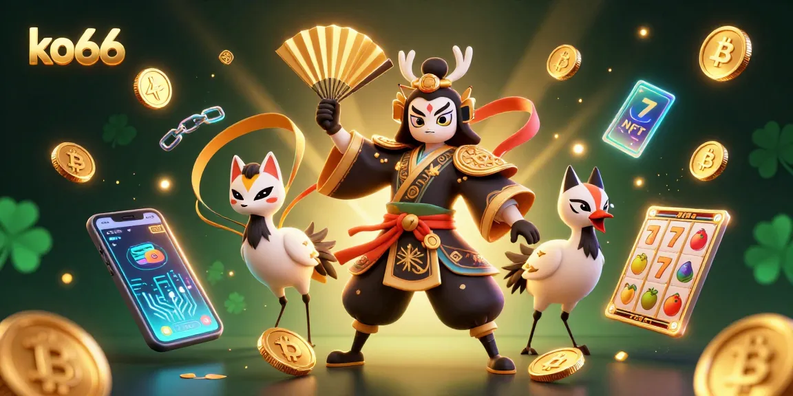 Experience thrilling slots with ko66's vibrant 3D casino characters, showcasing exciting game elements.