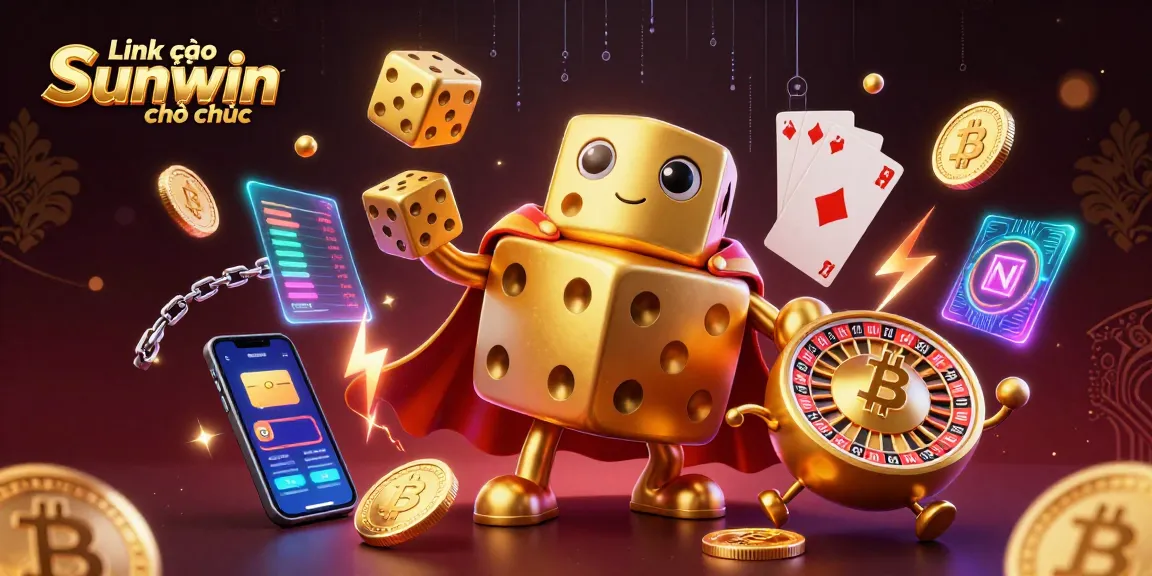 Engage in winning play at Link vào Sunwin chính thức with dazzling golden dice and neon crypto elements.