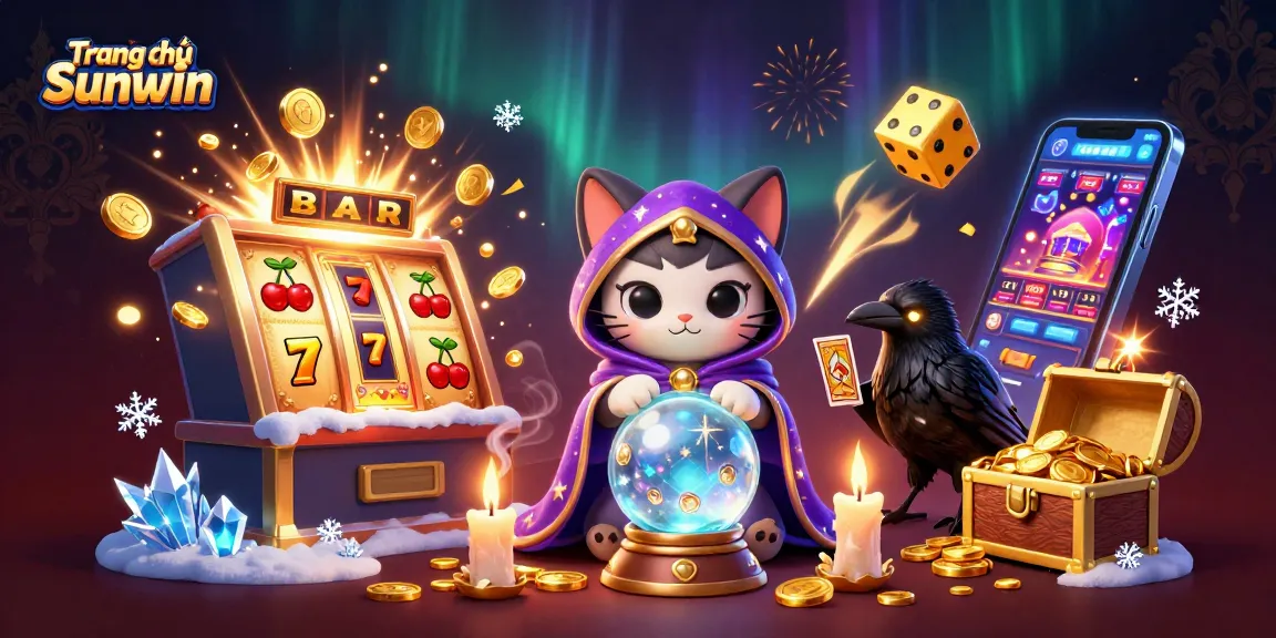 Win big at Trang chủ Sunwin with an exciting scene of a mystical fortune teller and casino games.