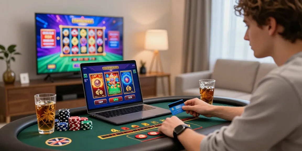 Engaging scene of a player at a credit card casino from https://scoarch.org.uk/, enjoying live dealer gaming within a cozy home atmosphere.