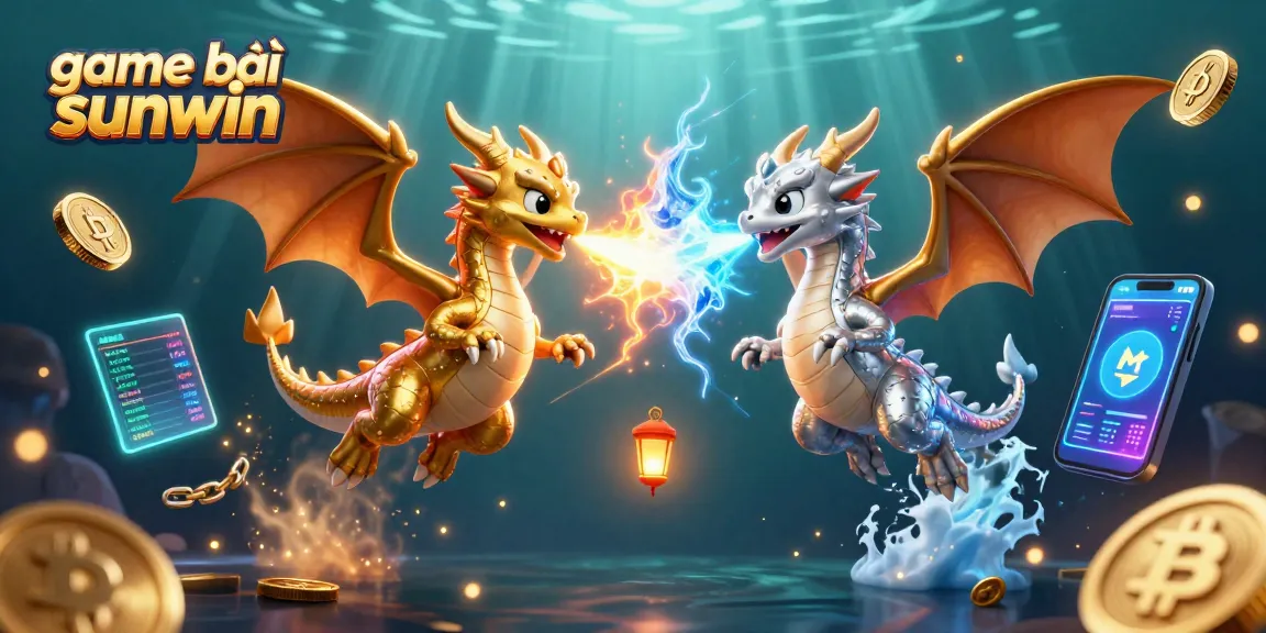 Engage with game bài sunwin through an exciting 3D dragon-themed illustration featuring vibrant casino elements.